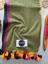 Indupriyaa  Mehndi Pure Handloom Mulmul Cotton Saree